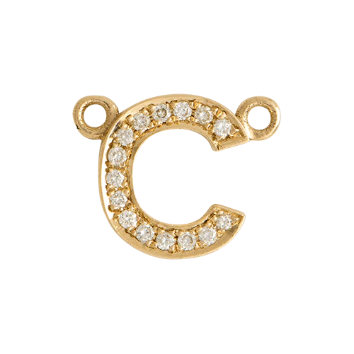 White Diamond + 14k Yellow Gold Letter Charm - Image 4