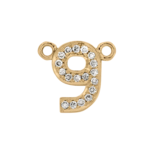 White Diamond + 14k Yellow Gold Number Charm - Image 10