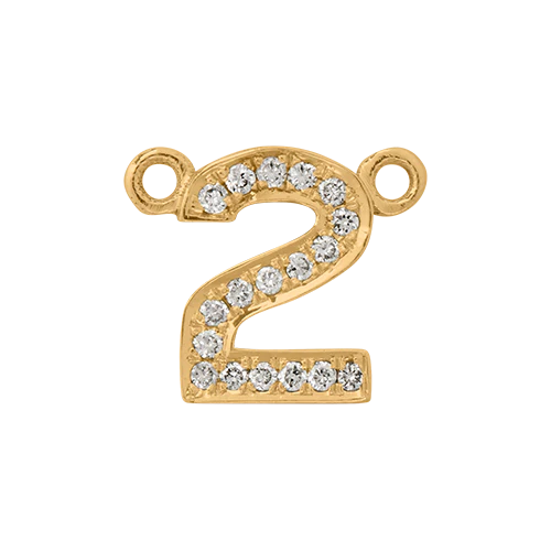 White Diamond + 14k Yellow Gold Number Charm - Image 3