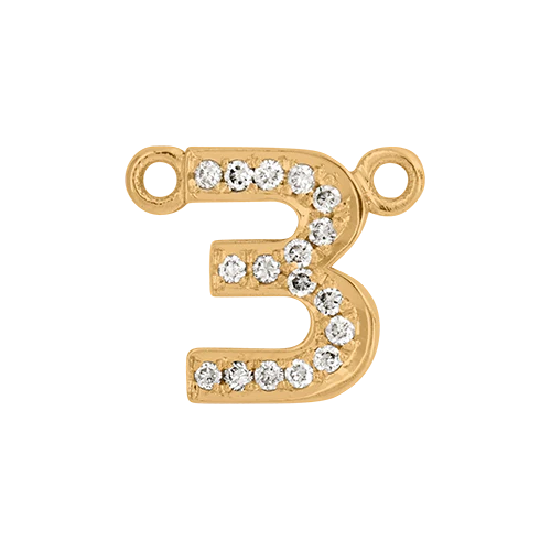 White Diamond + 14k Yellow Gold Number Charm - Image 4