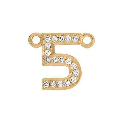 White Diamond + 14k Yellow Gold Number Charm - Image 6
