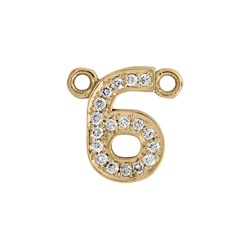 White Diamond + 14k Yellow Gold Number Charm - Image 7