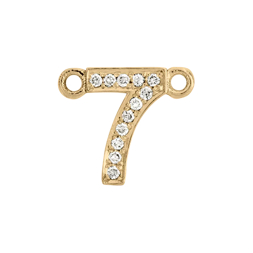 White Diamond + 14k Yellow Gold Number Charm - Image 8