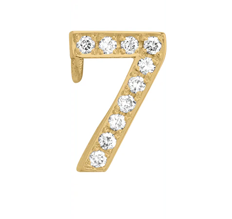 Yellow Gold, White Diamond Number Bead - Image 10