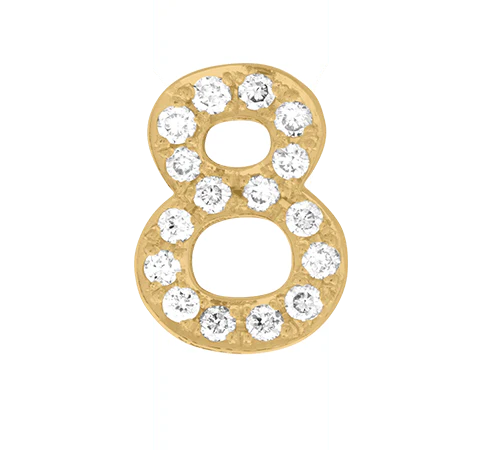 Yellow Gold, White Diamond Number Bead - Image 11