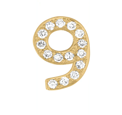 Yellow Gold, White Diamond Number Bead - Image 12
