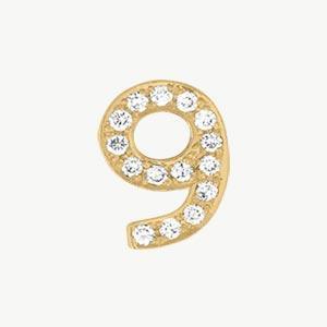 Yellow Gold, White Diamond Number Bead - Image 22