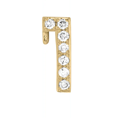 Yellow Gold, White Diamond Number Bead - Image 4