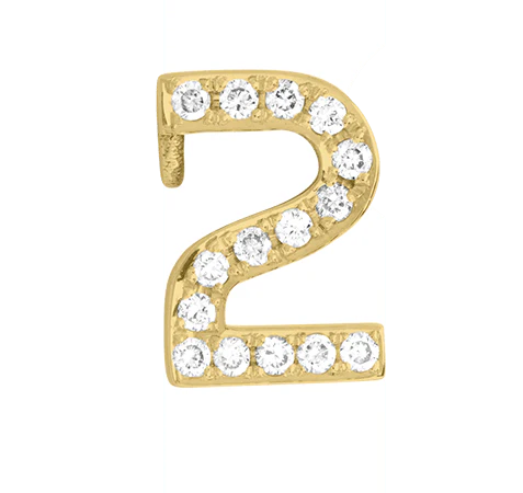 Yellow Gold, White Diamond Number Bead - Image 5