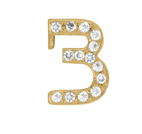 Yellow Gold, White Diamond Number Bead - Image 6