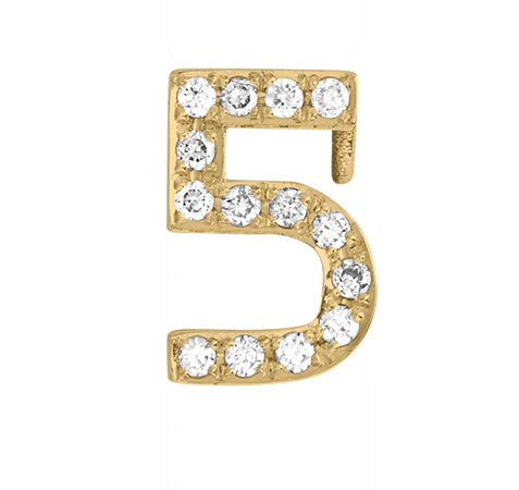 Yellow Gold, White Diamond Number Bead - Image 8