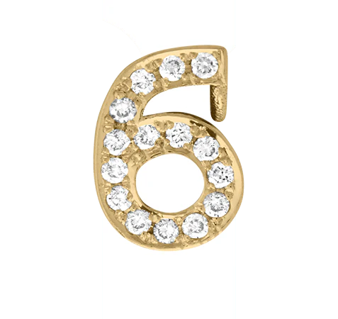 Yellow Gold, White Diamond Number Bead - Image 9