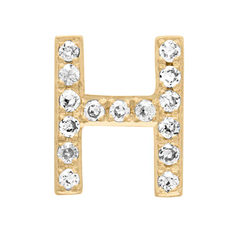 Yellow Gold, White Diamond Letter Bead - Image 10