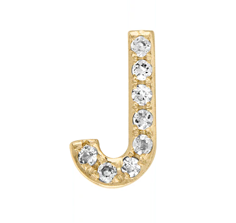 Yellow Gold, White Diamond Letter Bead - Image 12