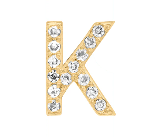 Yellow Gold, White Diamond Letter Bead - Image 13