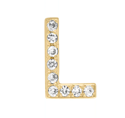 Yellow Gold, White Diamond Letter Bead - Image 14