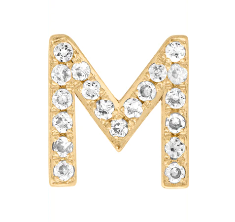 Yellow Gold, White Diamond Letter Bead - Image 15