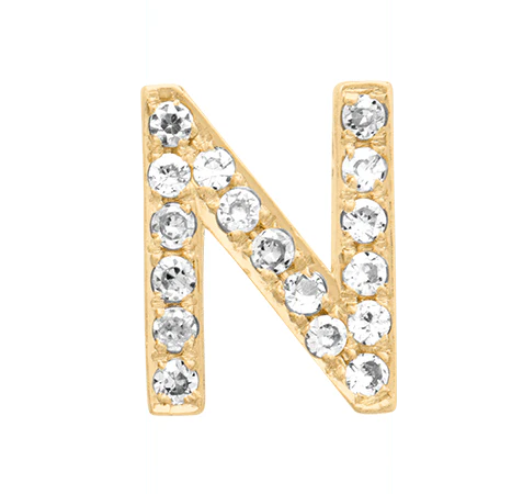 Yellow Gold, White Diamond Letter Bead - Image 16