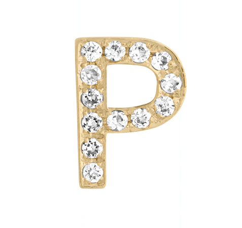 Yellow Gold, White Diamond Letter Bead - Image 18