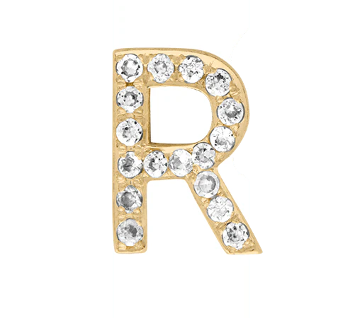 Yellow Gold, White Diamond Letter Bead - Image 20