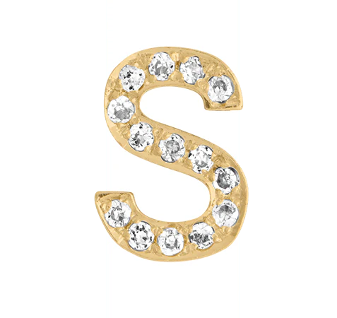 Yellow Gold, White Diamond Letter Bead - Image 21