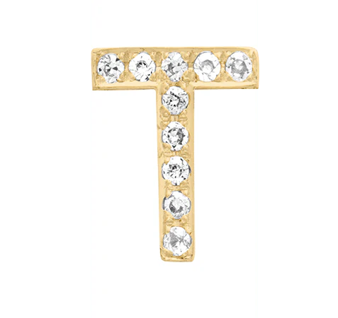 Yellow Gold, White Diamond Letter Bead - Image 22