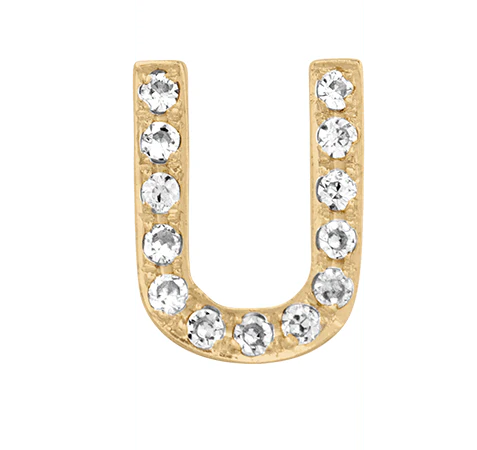Yellow Gold, White Diamond Letter Bead - Image 23