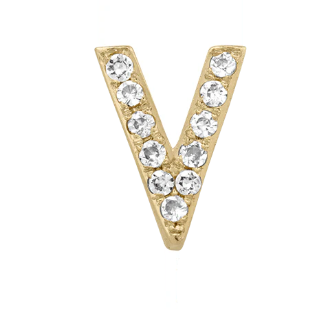 Yellow Gold, White Diamond Letter Bead - Image 24