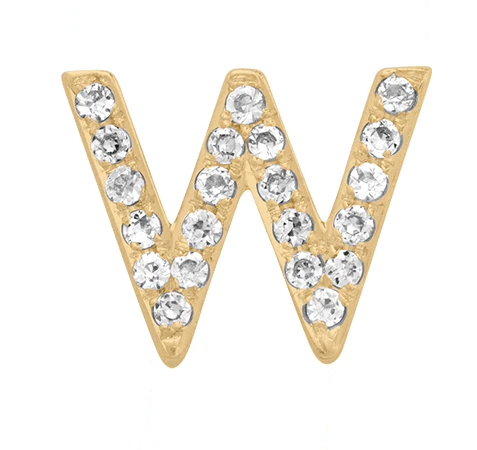 Yellow Gold, White Diamond Letter Bead - Image 25