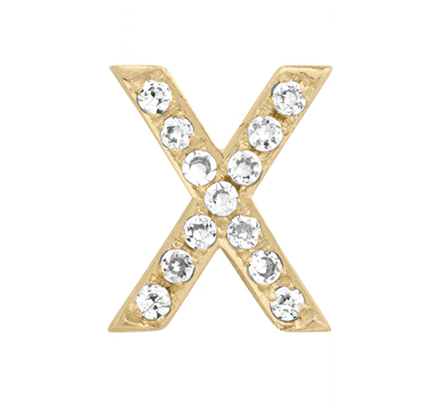 Yellow Gold, White Diamond Letter Bead - Image 26