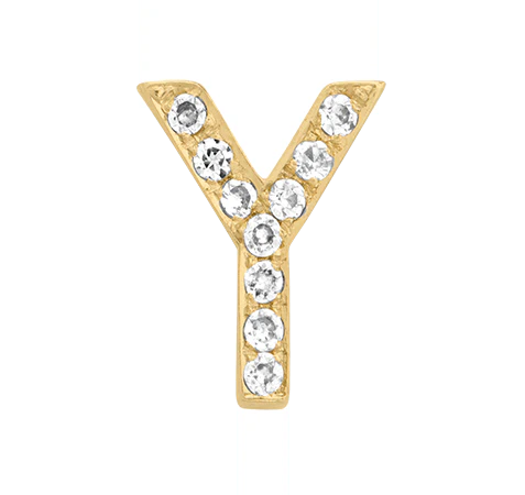 Yellow Gold, White Diamond Letter Bead - Image 27