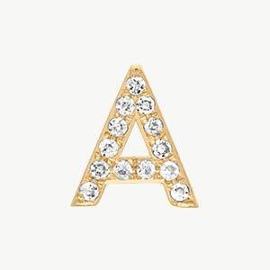 Yellow Gold, White Diamond Letter Bead - Image 29