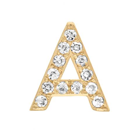 Yellow Gold, White Diamond Letter Bead - Image 3