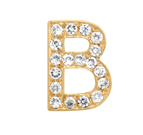 Yellow Gold, White Diamond Letter Bead - Image 4