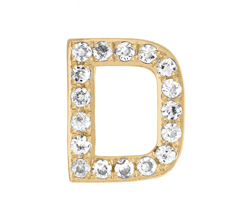 Yellow Gold, White Diamond Letter Bead - Image 6