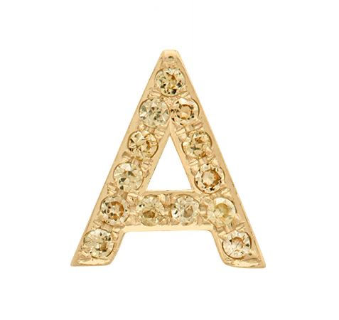 Yellow Gold, Yellow Sapphire Letter Bead - Image 3
