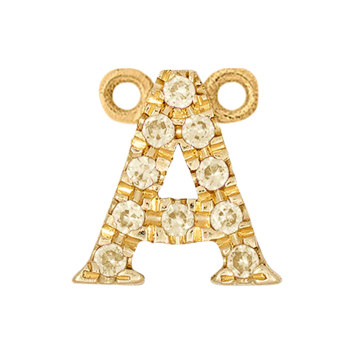 Yellow Sapphire + 14k Yellow Gold Letter Charm