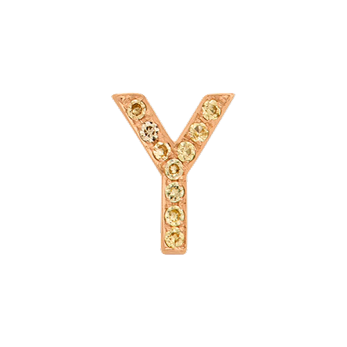 Yellow Sapphire + 14k Rose Gold Letter Charm - Image 25