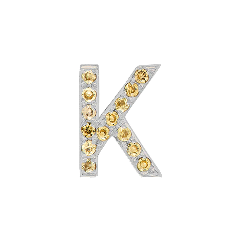 Yellow Sapphire + 14k White Gold Letter Charm - Image 11