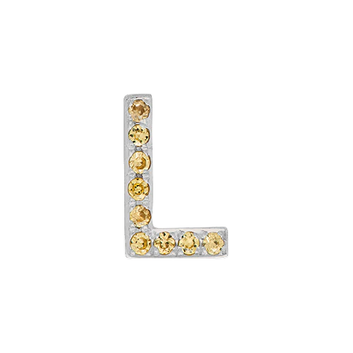 Yellow Sapphire + 14k White Gold Letter Charm - Image 12