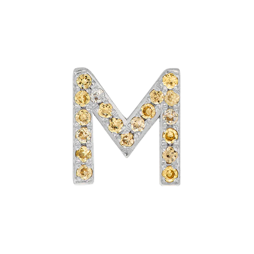 Yellow Sapphire + 14k White Gold Letter Charm - Image 13