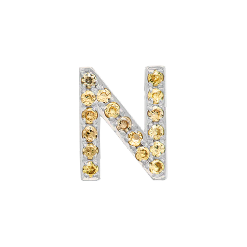 Yellow Sapphire + 14k White Gold Letter Charm - Image 14