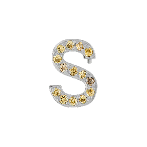 Yellow Sapphire + 14k White Gold Letter Charm - Image 19