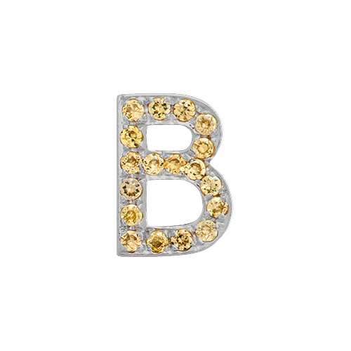 Yellow Sapphire + 14k White Gold Letter Charm - Image 2