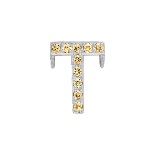 Yellow Sapphire + 14k White Gold Letter Charm - Image 20