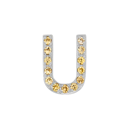 Yellow Sapphire + 14k White Gold Letter Charm - Image 21