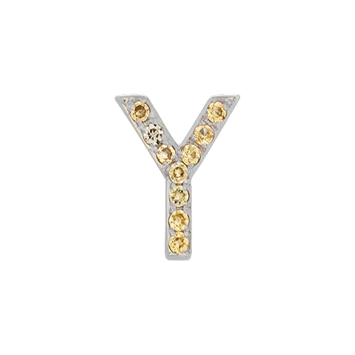 Yellow Sapphire + 14k White Gold Letter Charm - Image 25