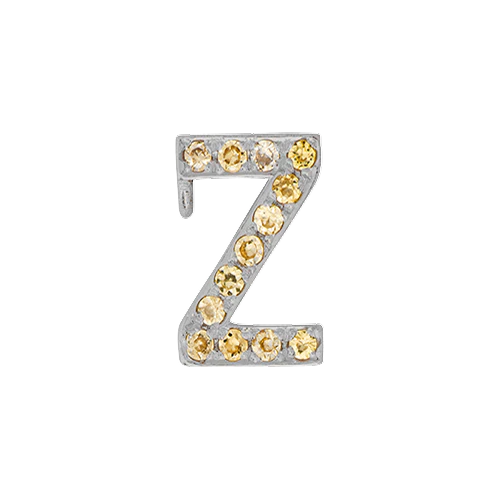 Yellow Sapphire + 14k White Gold Letter Charm - Image 26