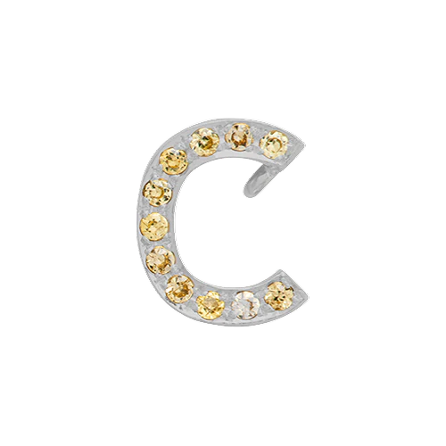 Yellow Sapphire + 14k White Gold Letter Charm - Image 3