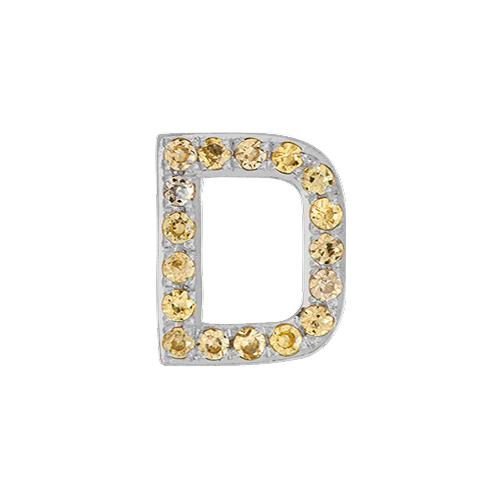 Yellow Sapphire + 14k White Gold Letter Charm - Image 4